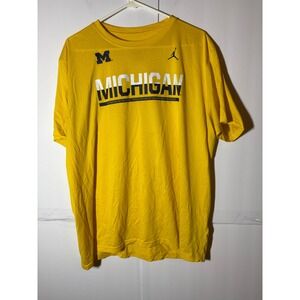 Nike Jordan Michigan Wolverines Dri-Fit T-Shirt Men's XXL Yellow Athletic Cut